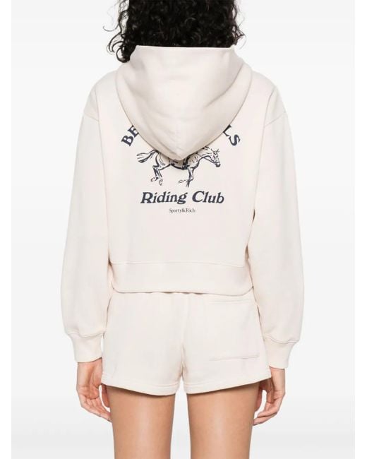 Sudadera Beverly Hills Riding Club con capucha Sporty & Rich de color White