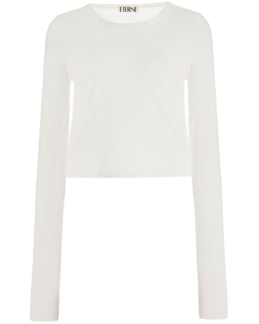 ÉTERNE White Round-neck Long-sleeved Top