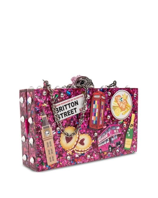Kurt Geiger Pink London Box Glittered Clutch Bag