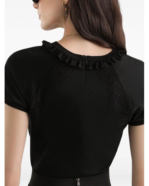 Dolce & Gabbana Black Lace-Detail T-Shirt