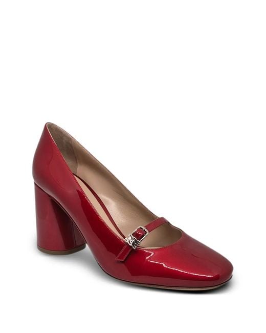 Casadei Red Buckle Strap Pumps