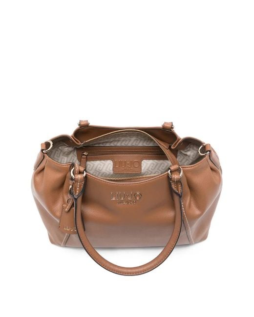 Liu Jo Brown Logo-Plaque Tote Bag