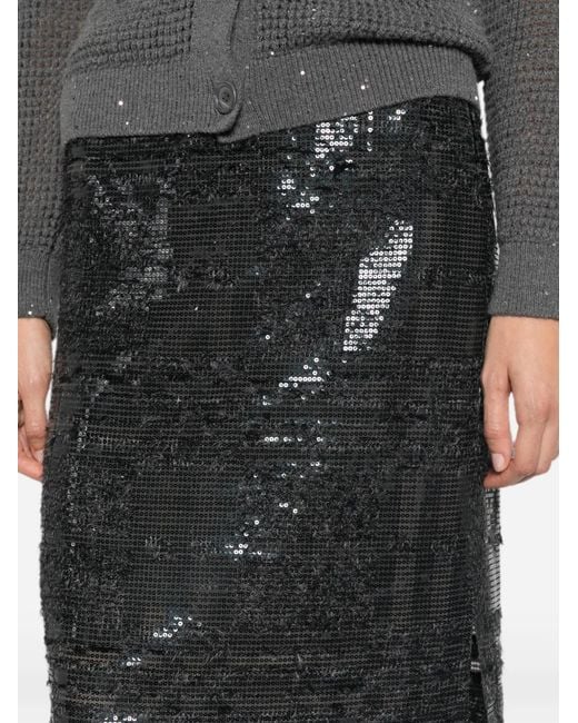 Peserico Black Sequin-Embellished Midi Skirt