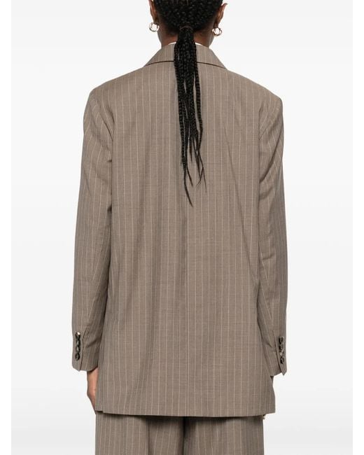 Max Mara Brown Pinstripe Double-Breasted Blazer