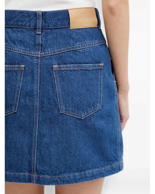 Maison Kitsuné Blue Logo-Patch Mini Skirt
