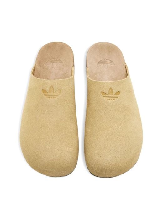 Adidas Brown Embossed Suede Clogs