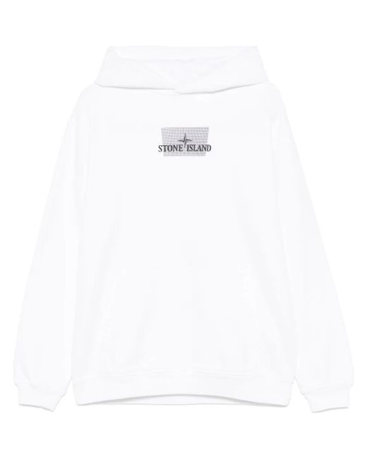 メンズ Stone Island ロゴ パーカー White