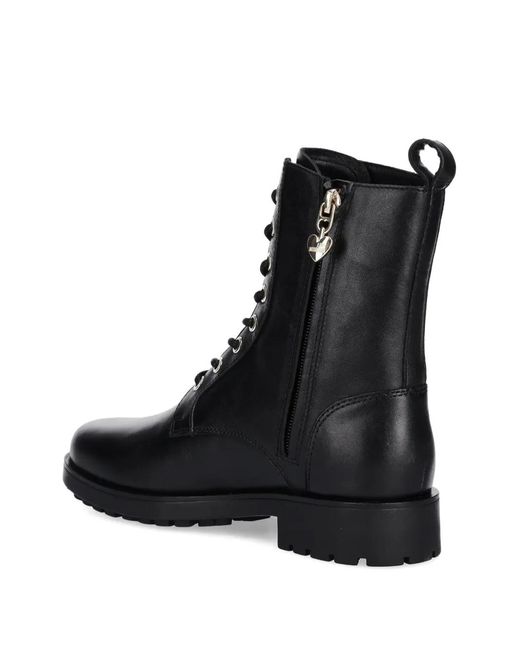 Love Moschino Black Logo-Detail Lace-Up Combat Boots