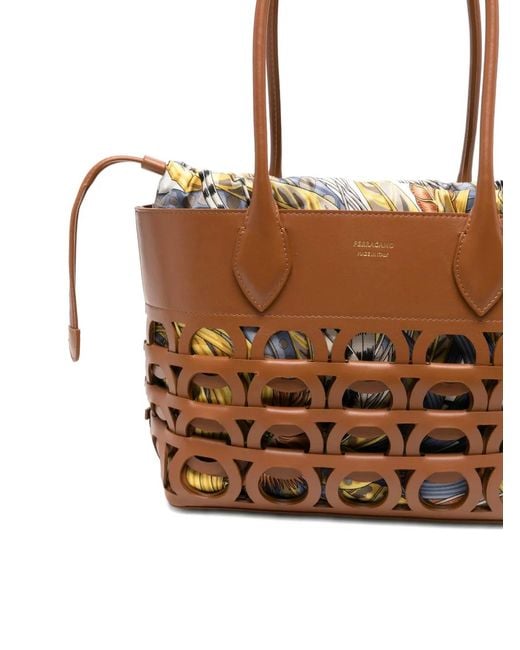 Ferragamo Brown Gancini Tote Bag