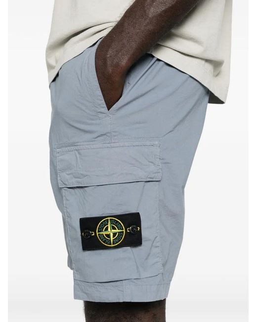 Stone Island Blue L100020 Stretch Cotton Tela 'Paracadute' Shorts for men