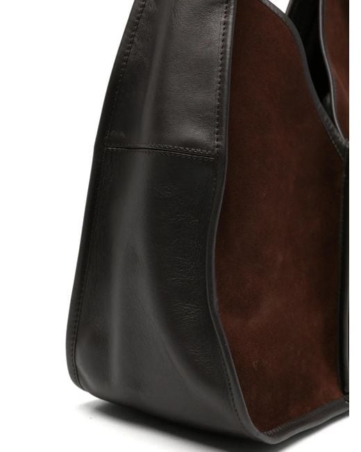 Hereu Brown Calella Suede-Panel Shoulder Bag