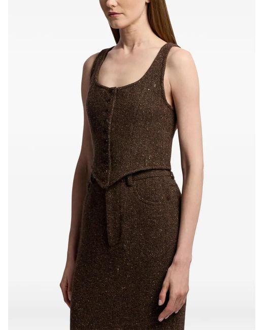 Ralph Lauren Brown Sherry Donegal Tweed Top