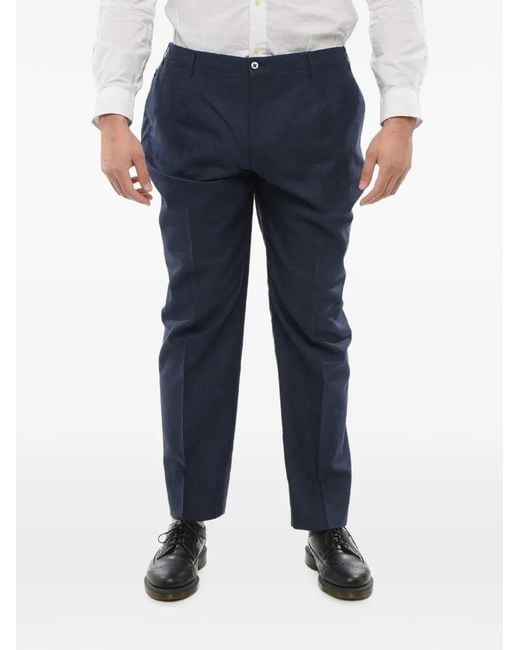 Corneliani Blue Unlined Belt-Loop Trousers for men