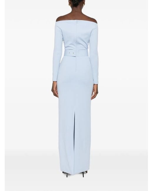 Solace London Blue Sabina Off-The-Shoulder Maxi Dress