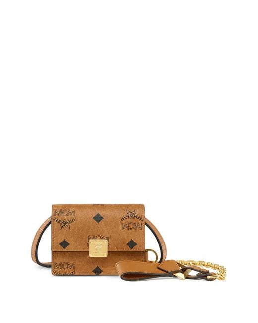 MCM Brown Aren Visetos Chain-Strap Charm