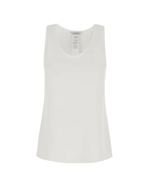 Max Mara White Pavido Embroidered-Logo Tank Top