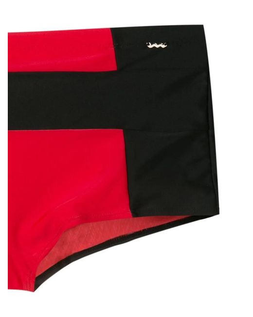 Amir Slama Red Two-Tone Slip-On Swim Trunks for men