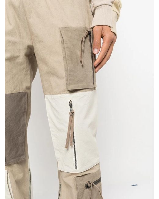 Mostly Heard Rarely Seen Natural Patchwork Zip-Pocket Trousers for men