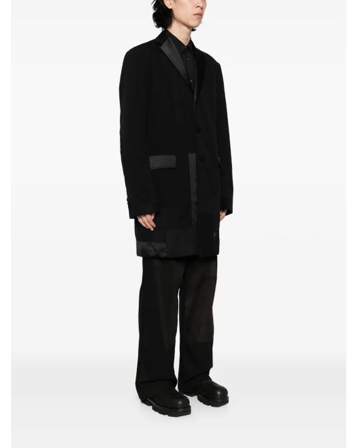 Junya Watanabe Black Patchwork-Design Coat for men