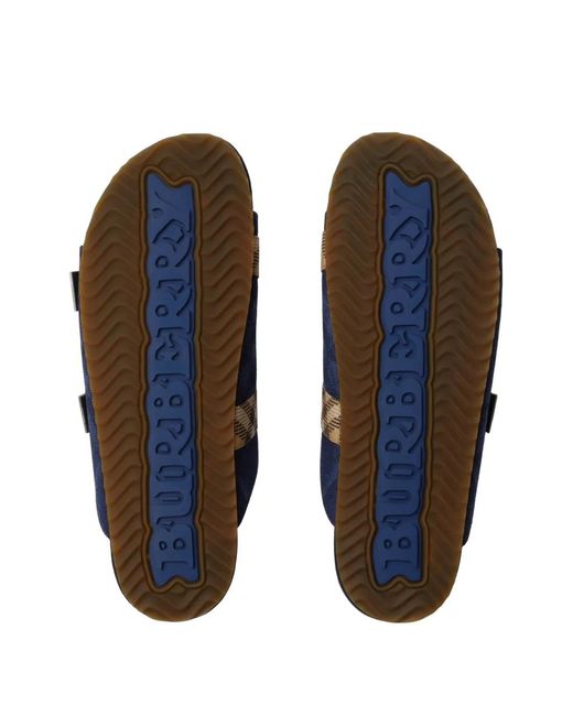 Burberry Blue Check Denim Urchin Sandals for men