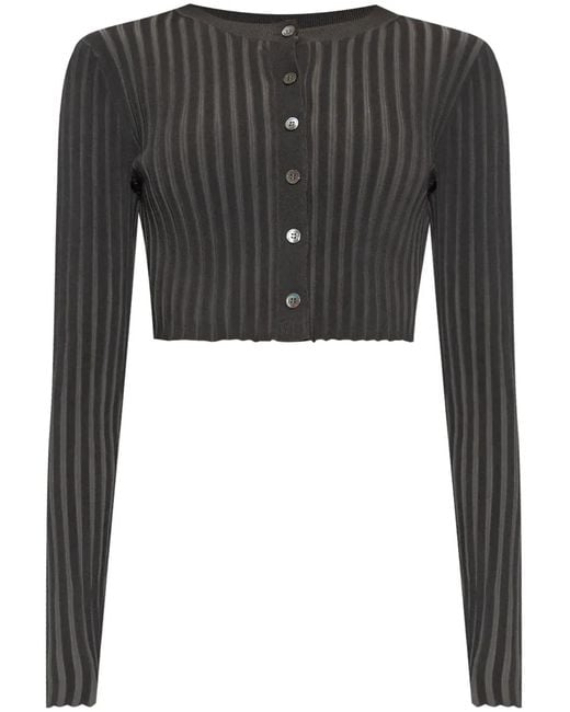 Alexander Wang Black Ribbed Cropped Cardigan