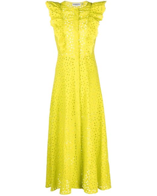 Essentiel Antwerp Broderie Anglaise Cotton Dress in Yellow | Lyst