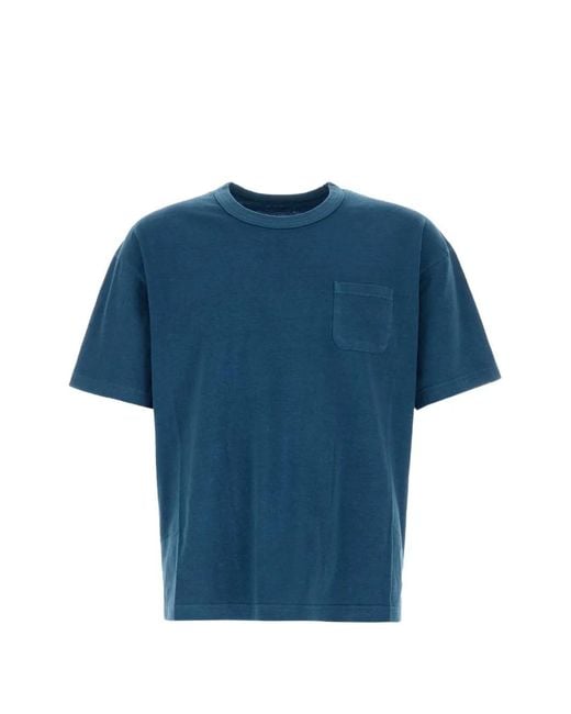 Visvim Blue T-Shirt À Poche Et Écusson for men