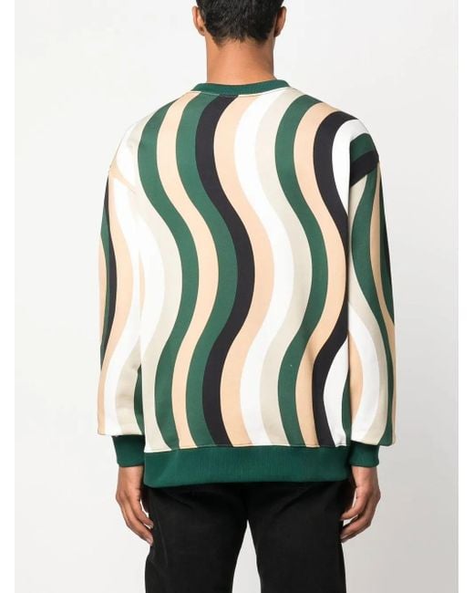 Camper Green Wave-Pattern Cotton Sweatshirt