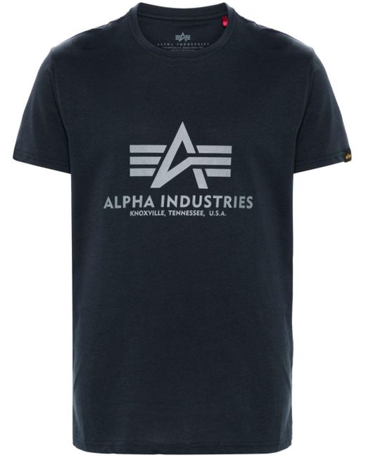 Alpha Industries Blue Logo-print Cotton T-shirt for men