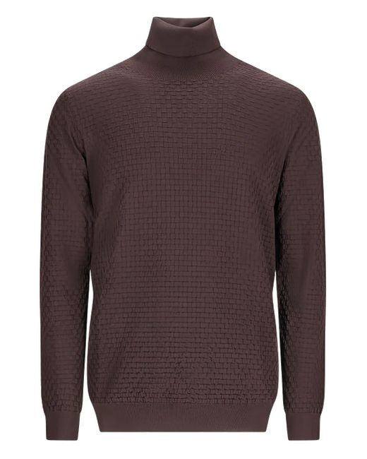 GOES BOTANICAL Brown Woven-Knit Turtleneck Sweater for men