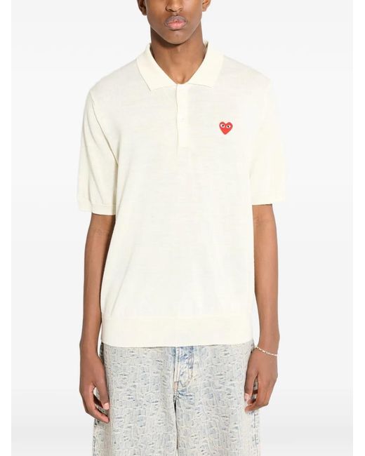 Comme des Garçons White Play Heart-Patch T-Shirt