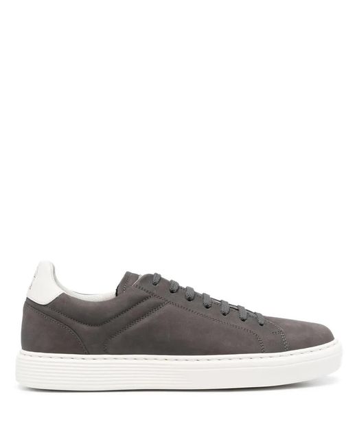 Brunello Cucinelli Gray Suede Leather Sneakers for men