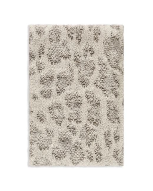 Avant Toi Natural Leopard-Pattern Knit Scarf