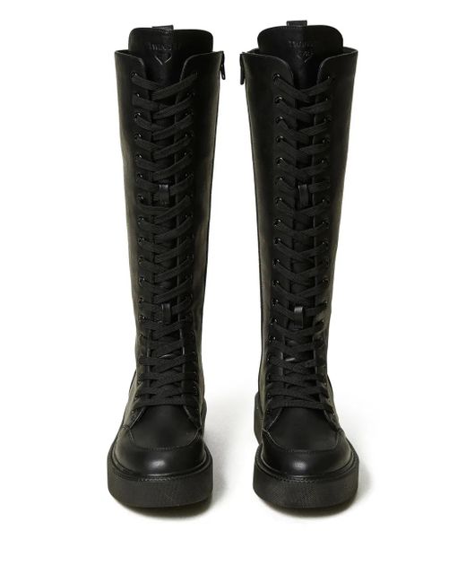 Twinset Black Lace-Up Boots