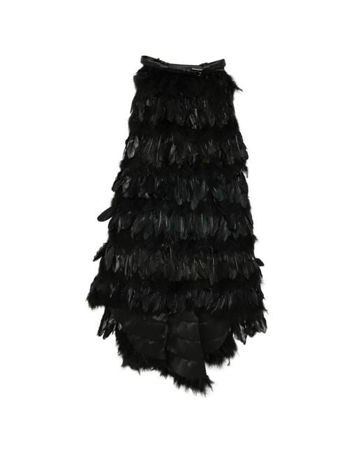 Vestiaire d'un Oiseau Libre Black Feather-Embellished Maxi Skirt