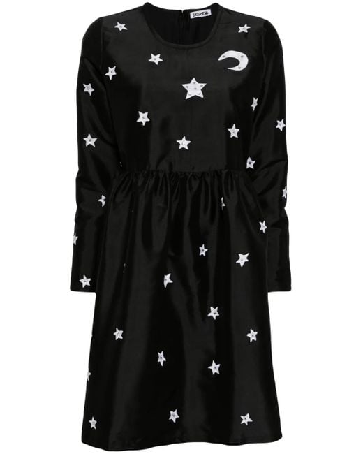 Abito Corto Luna Con Ricamo di BATSHEVA in Black