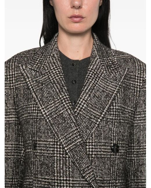 Tagliatore Gray Caitlyn Check-Pattern Double-Breasted Coat