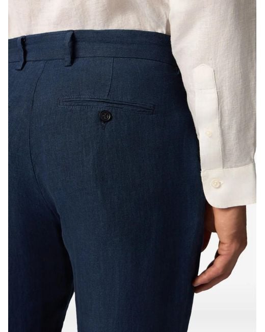 Brooks Brothers Blue Textured Linen Trousers for men