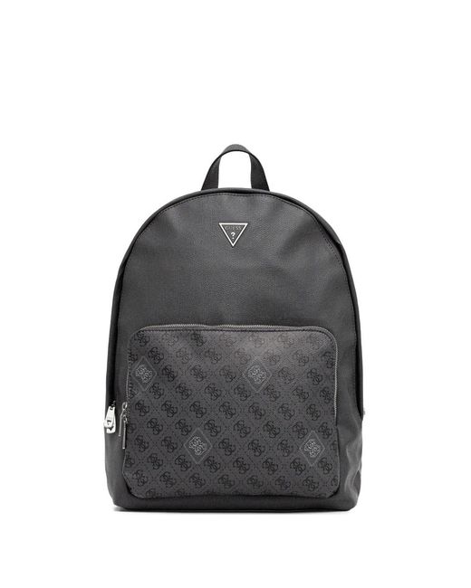 Guess Black Triangle Logo Pattern Backpack for men
