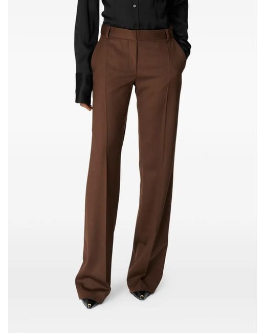 MARINE SERRE Brown Virgin-Wool Tailored Trousers