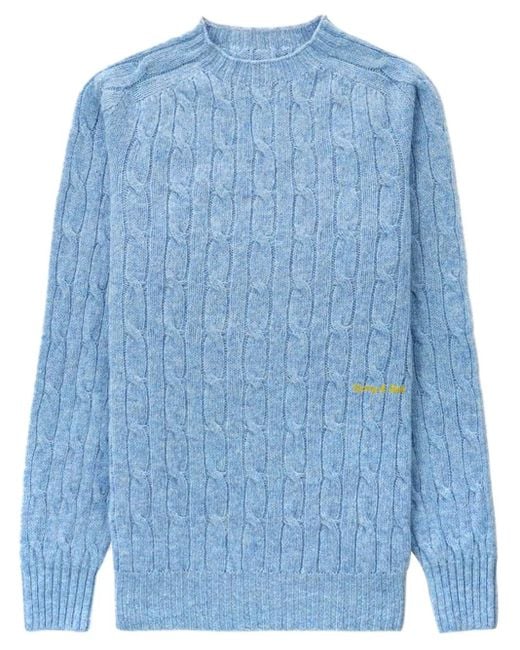 Pull En Maille Torsadée À Logo Brodé Sporty & Rich en coloris Blue