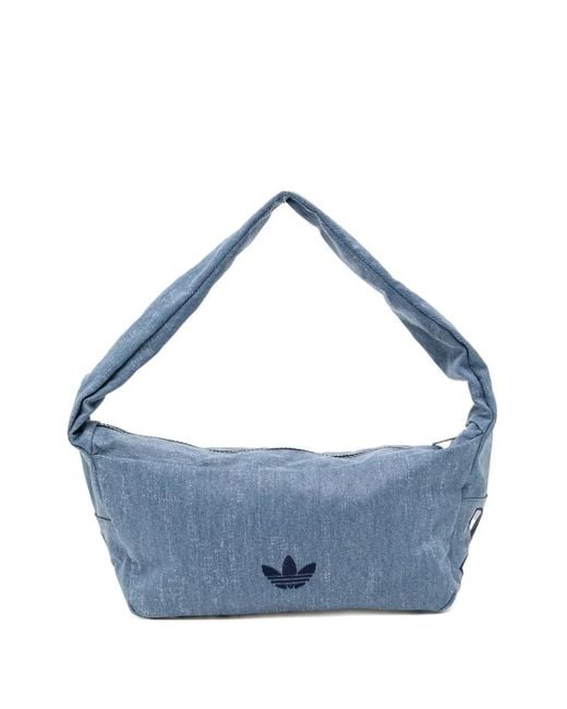 Adidas Blue Small Logo-Print Washed Shoulder Bag