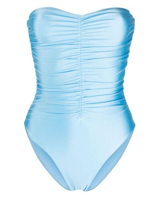 JADE Swim Blue Incline High-rise Ruched Swimsuit
