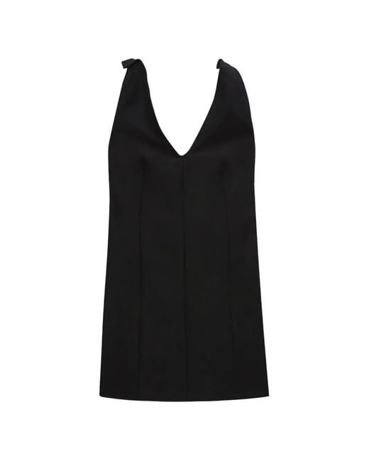 MSGM Black V-Neck Sleeveless Mini Dress