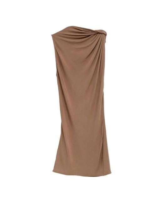 Atlein Brown Draped Sleeveless Top