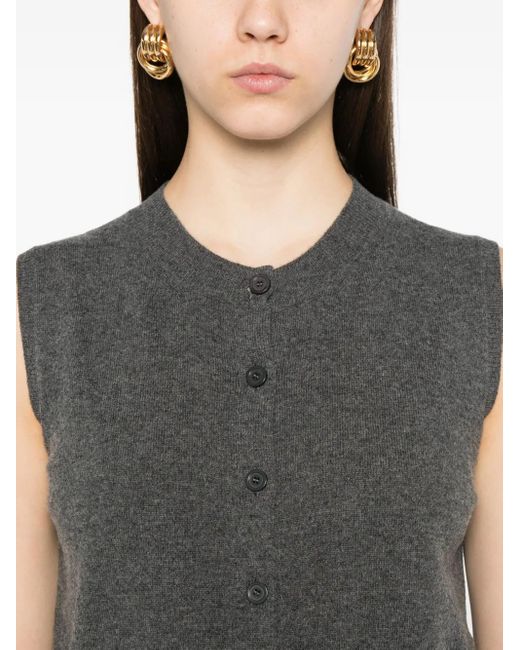 Fabiana Filippi Gray Button-Fastening Sleeveless Cardigan