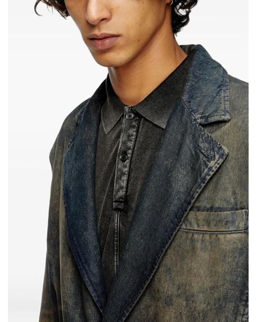 DIESEL Gray Distressed Denim Blazer