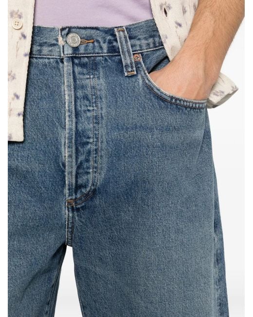 Agolde Blue Anson Frayed Shorts for men