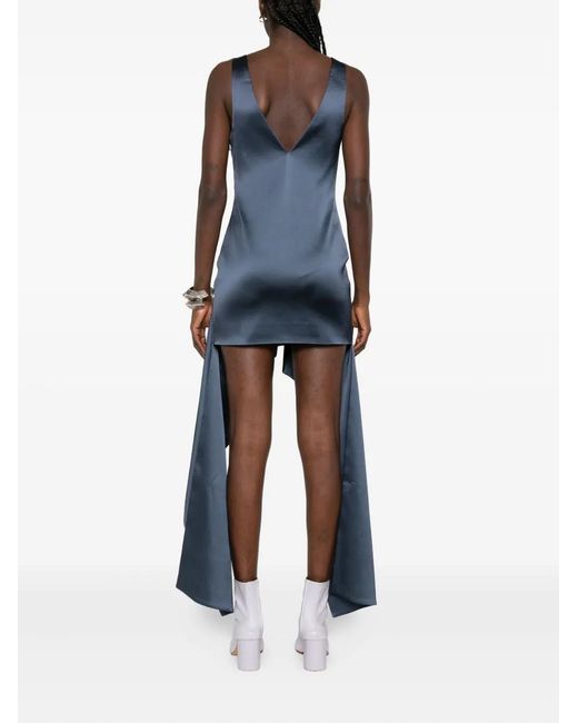 J.W. Anderson Blue V-Neck Draped-Hem Dress