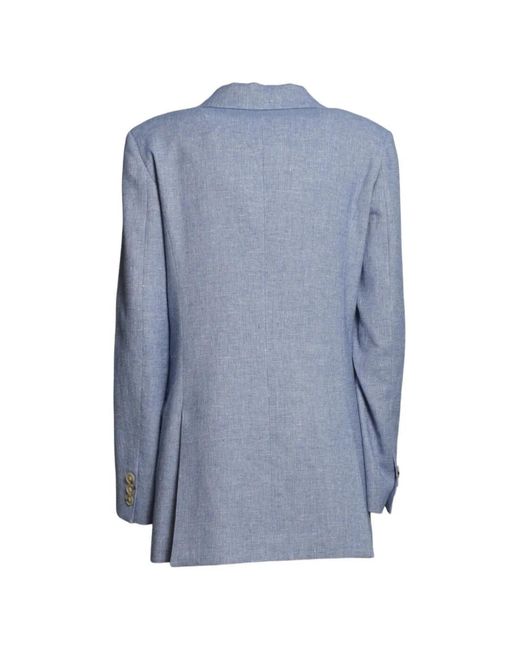 SOLOTRE Blue Double-Breasted Blazer